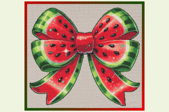 Watermelon Bow Cross Stitch Pattern