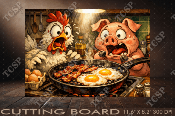 Bacon and Eggs Panic Cutting Board Graphic Crafts By TCSP Designs