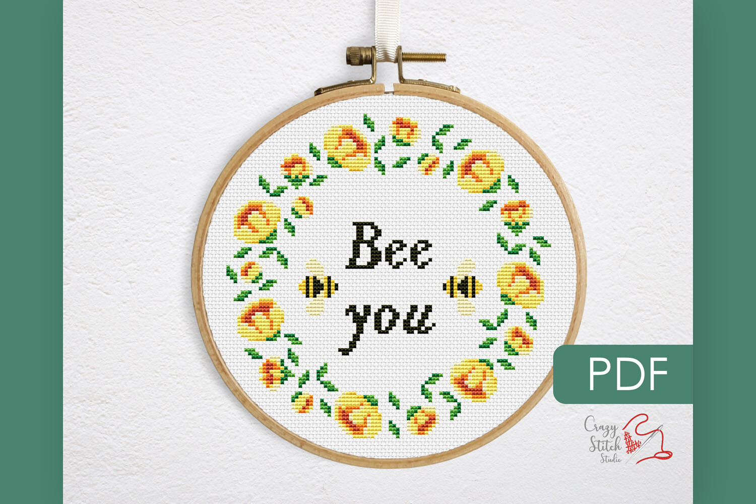 Bee Loved Cross Stitch Pattern, Quote