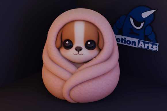 Cute Curled-Up Puppy 3D Model for 3D Print