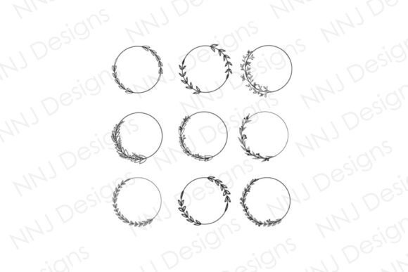 Circle Leaf Frame Outline SVG