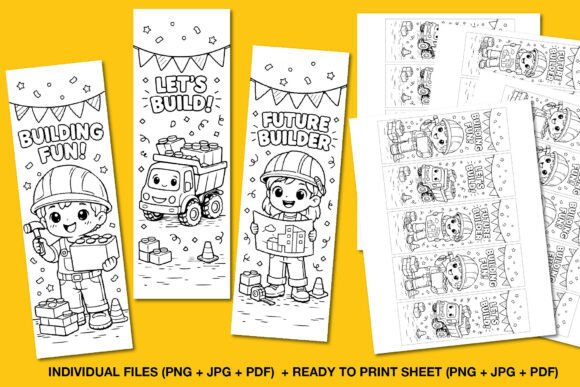 Construction Coloring Bookmarks