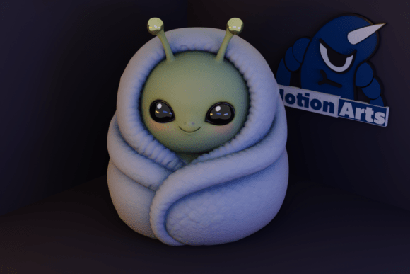 Cute Curled-Up Alien Creature 3D Model for 3D Print