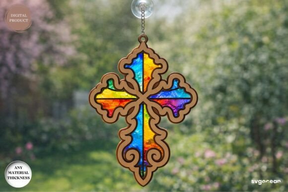 Cross Suncatcher Laser Cut Corte con Láser Por SvgOcean