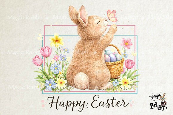 Cute Easter Bunny Floral PNG