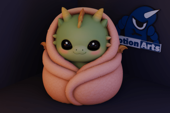 Cute Curled-Up Dragon 3D Model for 3D Print
