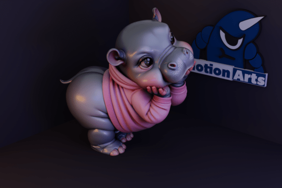 Cute Hippopotamus Fofo 3D Model for 3D Print