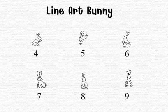 Line Art Bunny Font PNG with transparent background - Preview 3