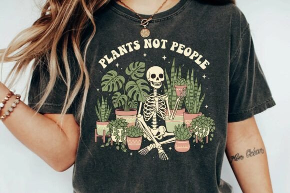 Retro Skeleton Gardening Plants Not People Vintage Boho Plant Lover Png Grafika Projekty Koszulek Przez gregoraciiart