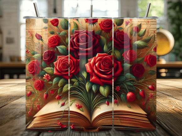 Rose Bloom from Magic Book Tumbler Wrap Grafika Owijki na kubek Przez BEE CREATION