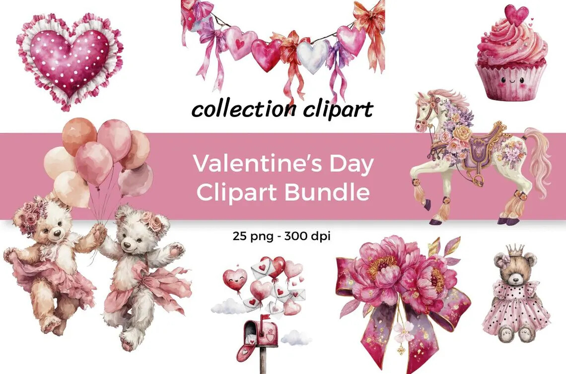 Valentine’s Day Clipart - 25 PNG