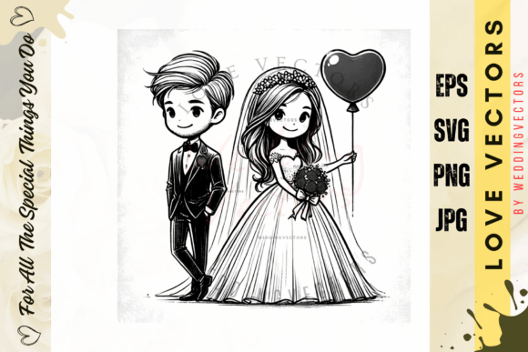 Wedding Couple and Love Vectors - C2444