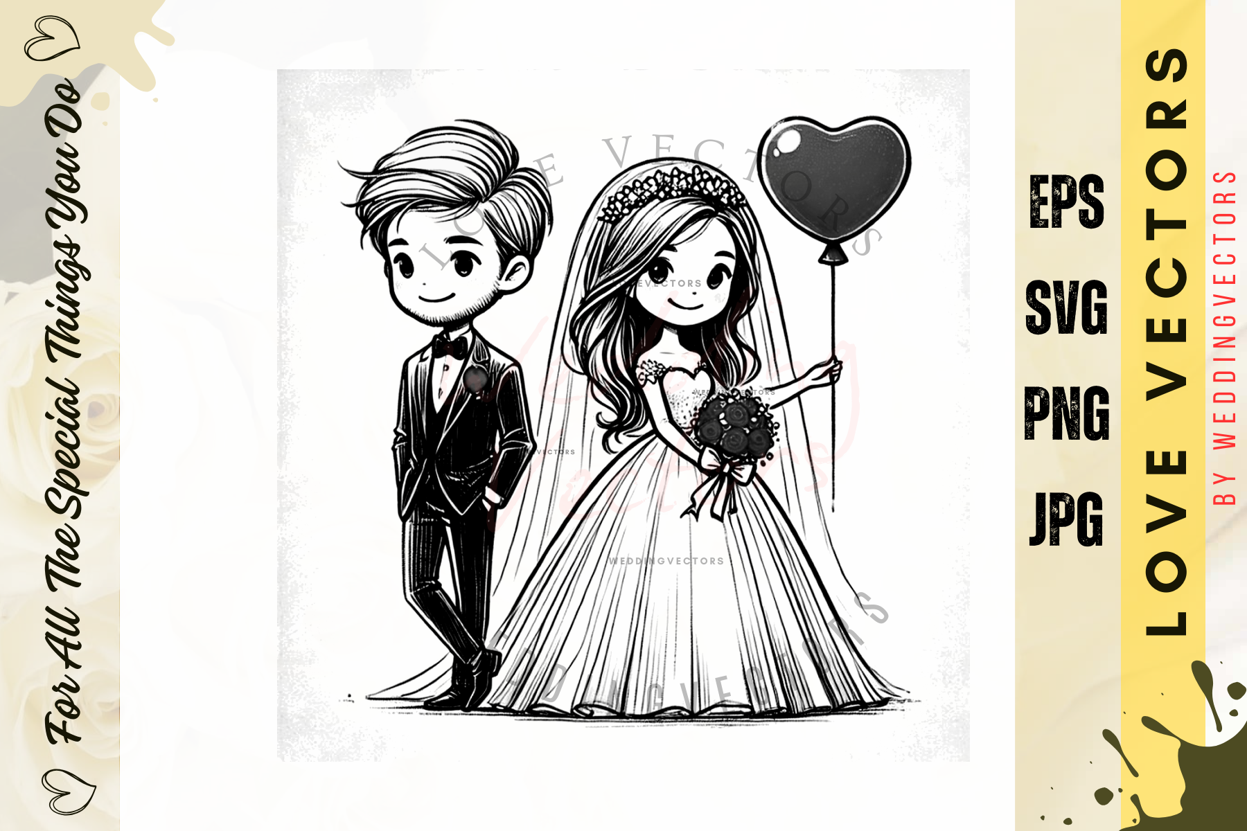 Wedding Couple and Love Vectors - C2444