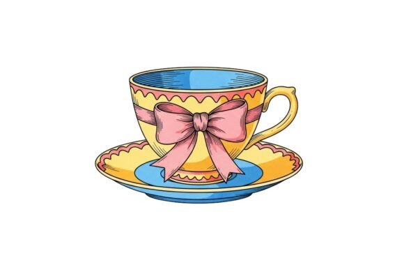 A Beautifully Illustrated Teacup and Sau