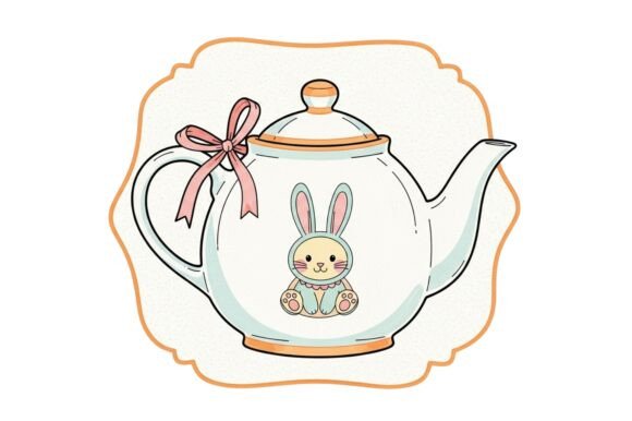 A Charming Teapot Adorned with a Bunny