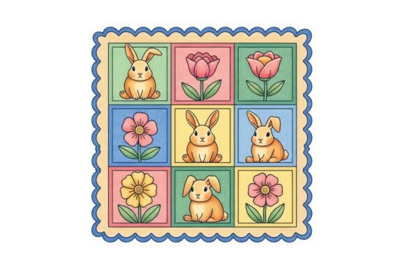 Colorful Patchwork Quilt Featuring Bunni