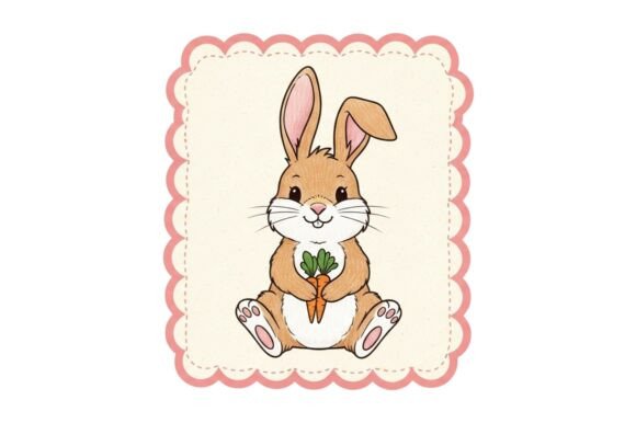 Cute Cartoon Bunny Holding a Clover Leaf
