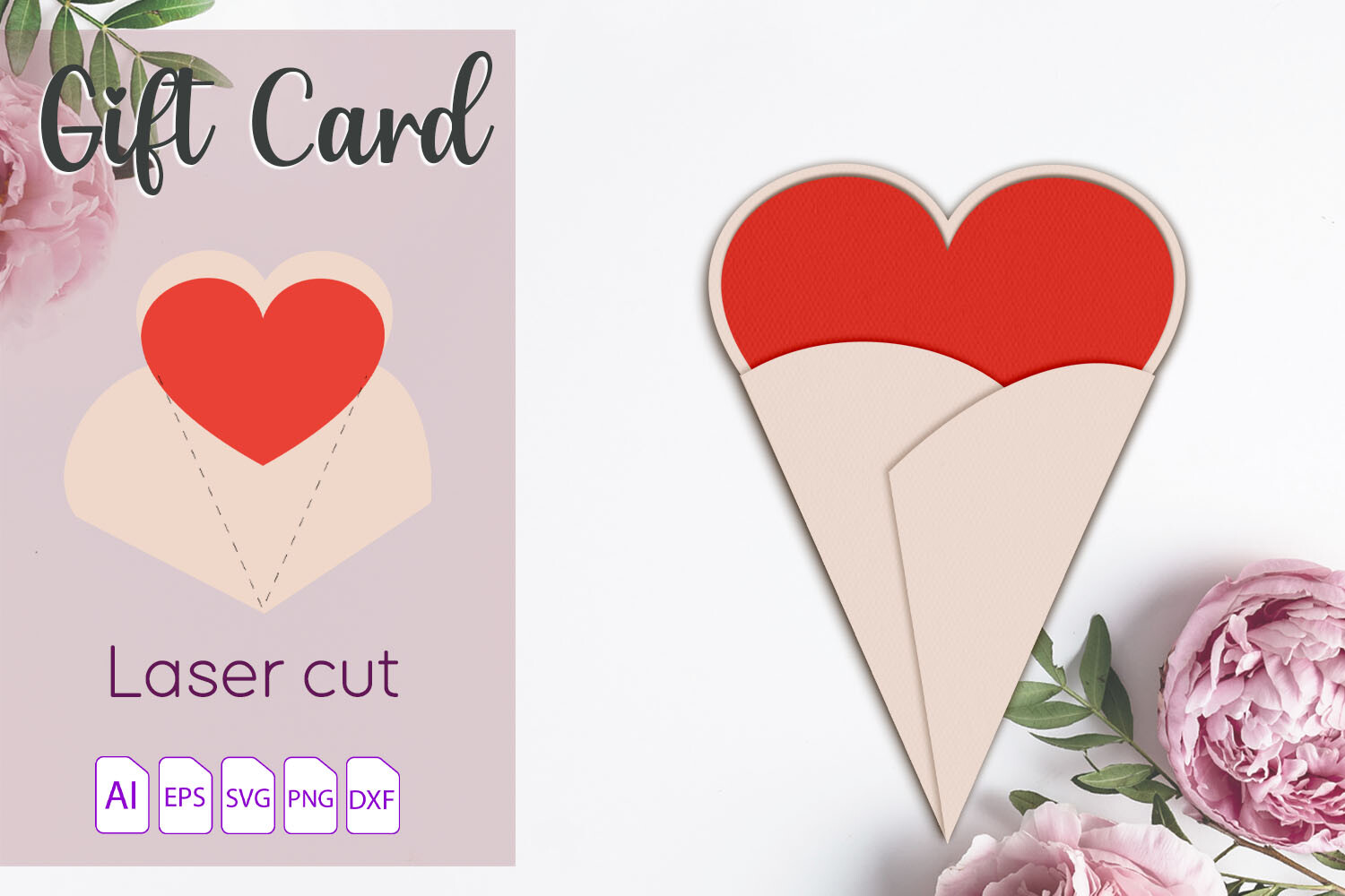 Heart Gift Card Layered Papercraft