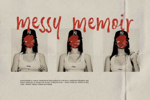 Messy Memoir Font PNG with transparent background - Preview 1