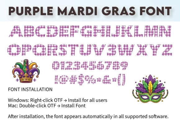 Purple Mardi Gras Festival  Font PNG with transparent background - Preview 3