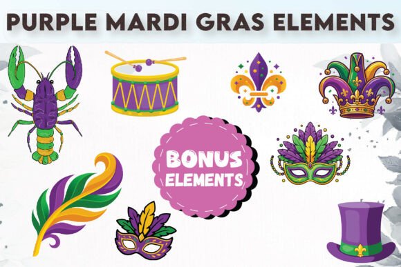 Purple Mardi Gras Festival  Font PNG with transparent background - Preview 4