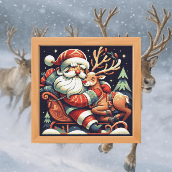 🎅🏻Santa Hugging Rudolph Cross Stitch