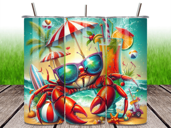 Summer Crab Beach Party Tumbler Wrap Png Graphic Tumbler Wraps By Bee Prints