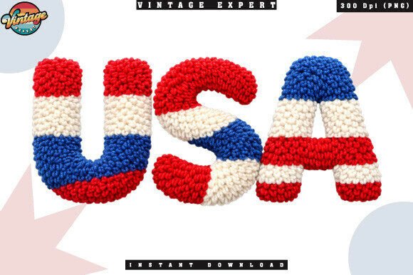 USA Crochet Yarn Faux Patriotic PNG