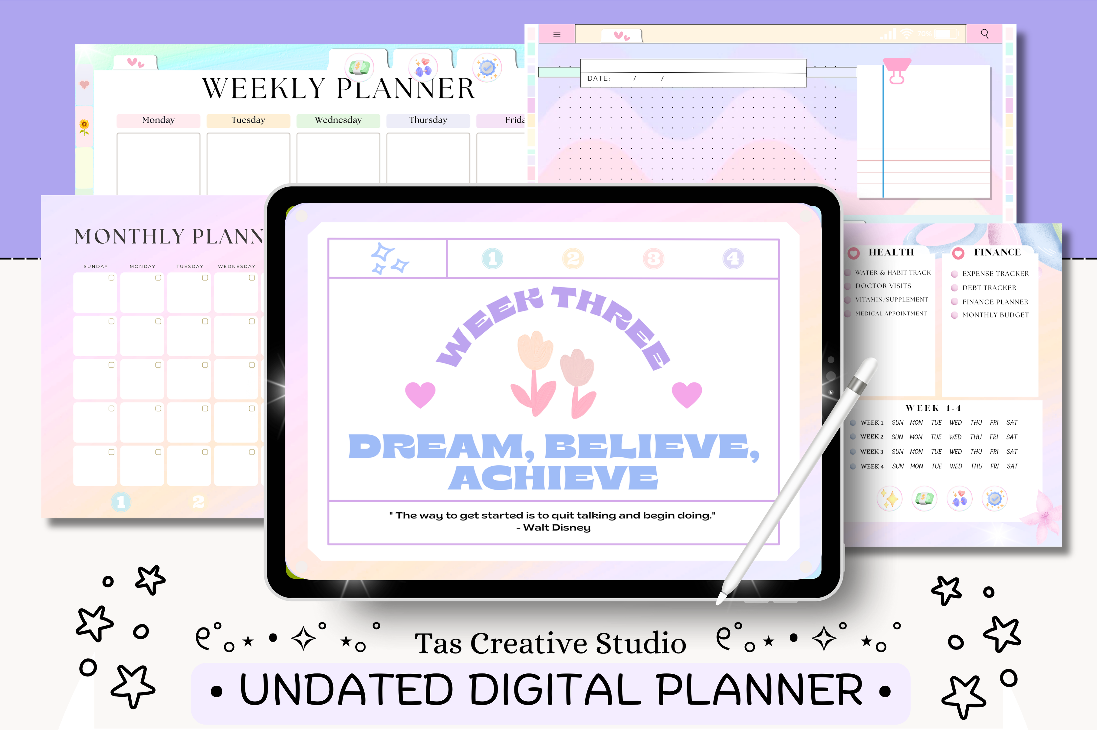 Undated Digital Planner ( 112 Pages )