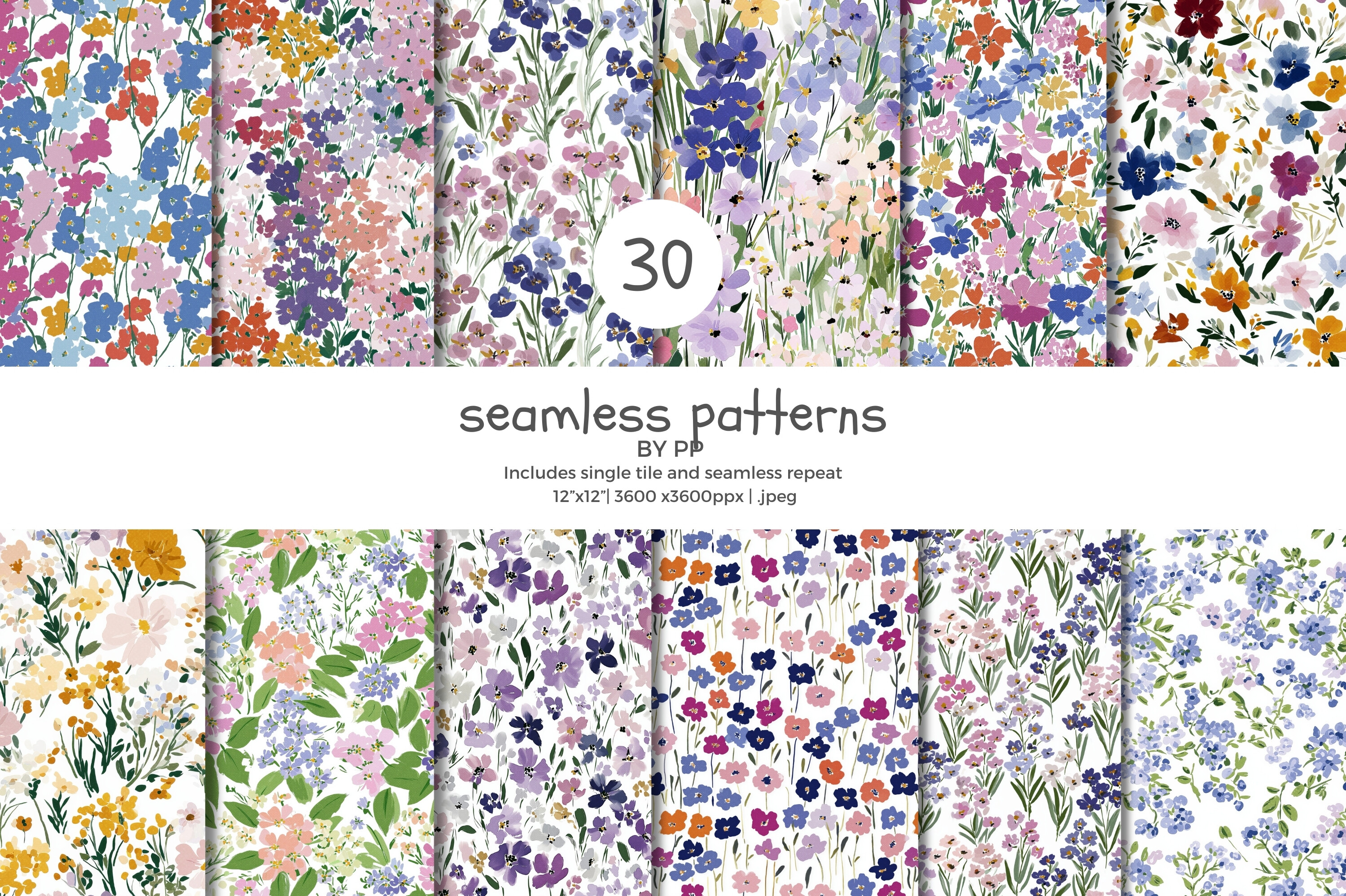Wildflower Seamless Pattern Bundle