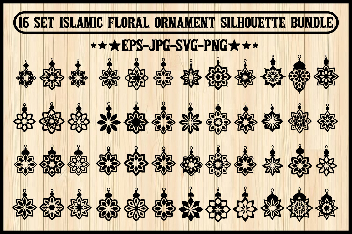 16 Set Islamic Floral Ornament Bundle