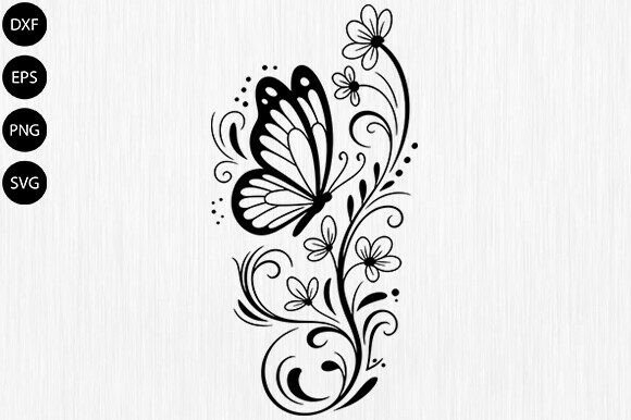 Butterfly with Floral SVG,Butterfly SVG Grafik Plotterdateien Von VECTOR AREA