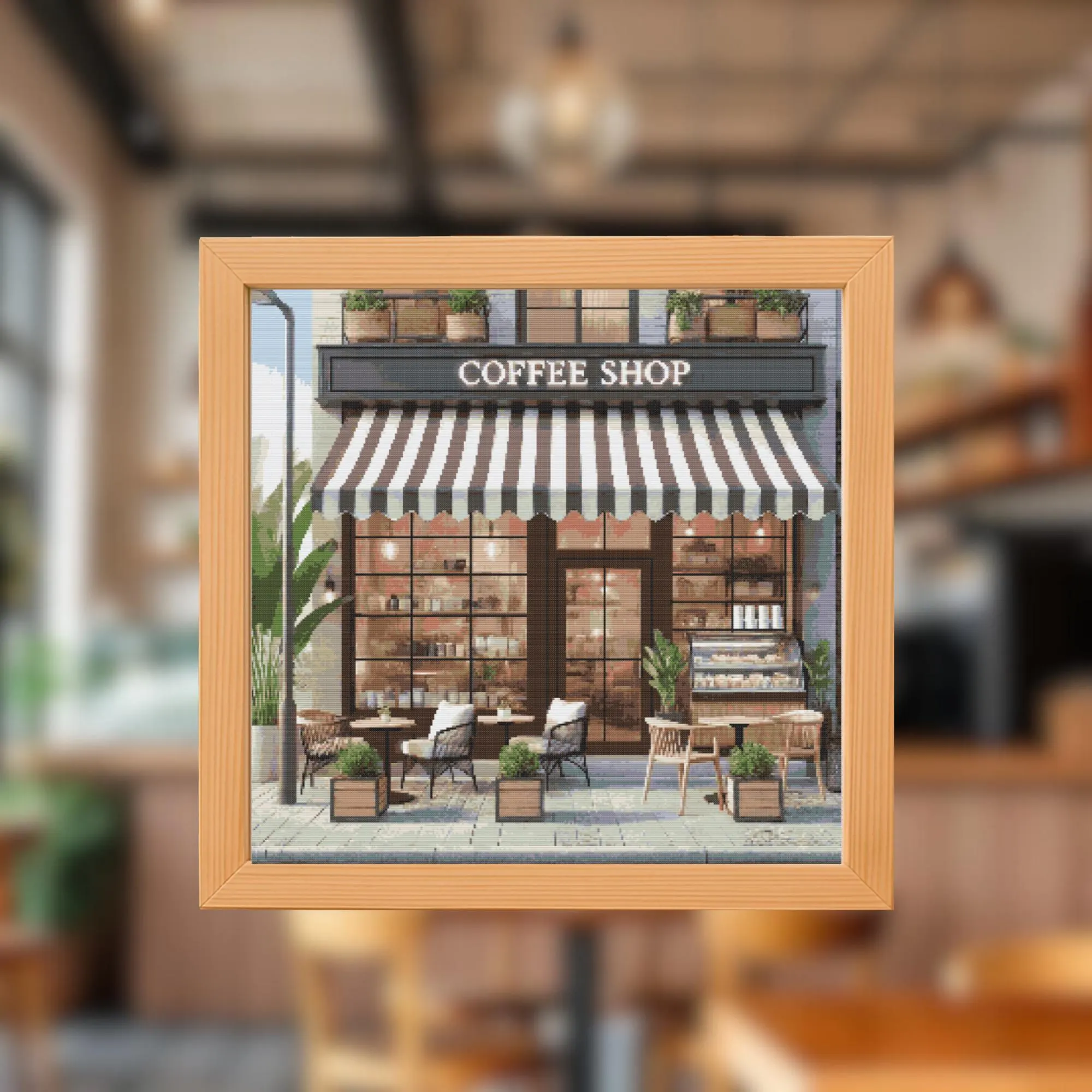 ☕Coffee Store Front Cross Stitch Pattern