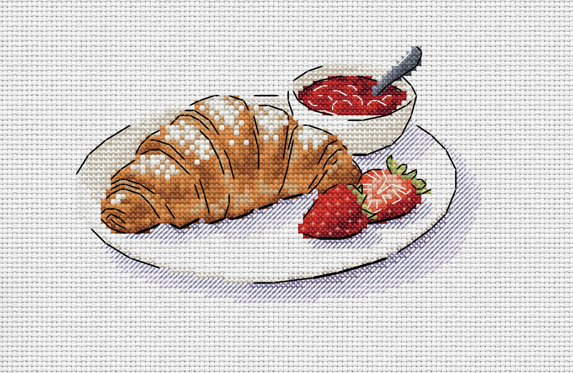 Croissant Cross Stitch Pattern