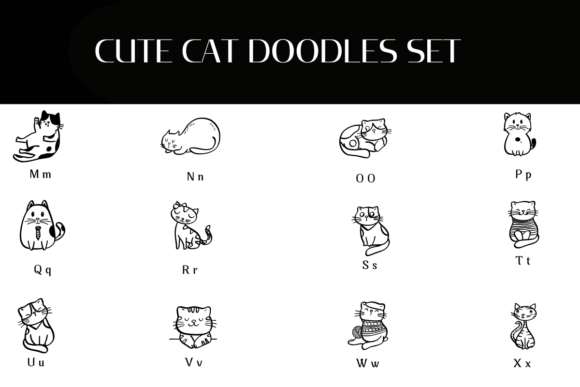 Cute Cat Doodles Set Font - Preview 2