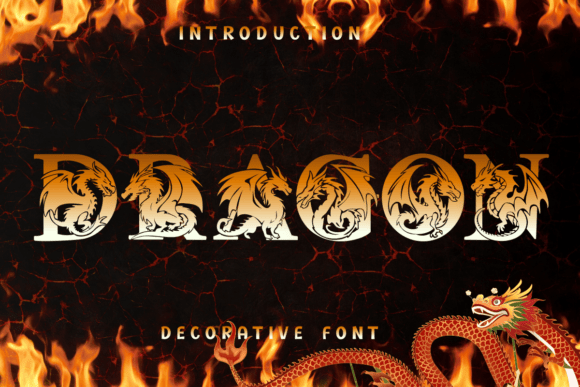 Preview specimen of Dragon decorative font