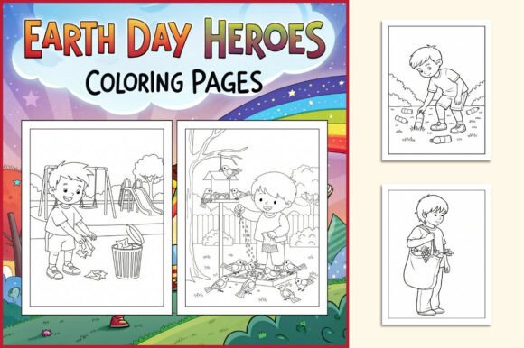 Earth Day Heroes Coloring Pages for Kids