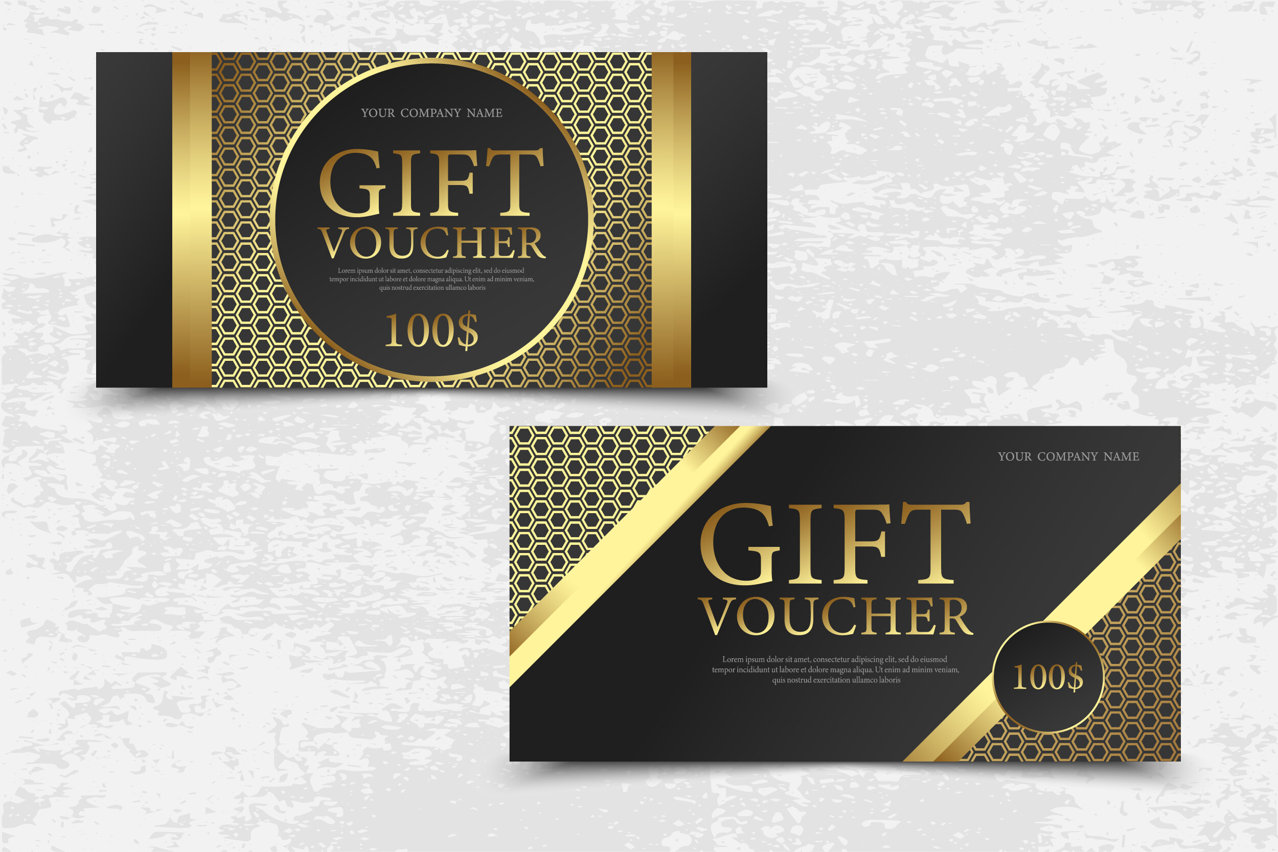 Gift Voucher Coupon Design Golden Black