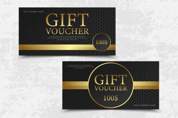 Gift Voucher Design with Golden Ribbon