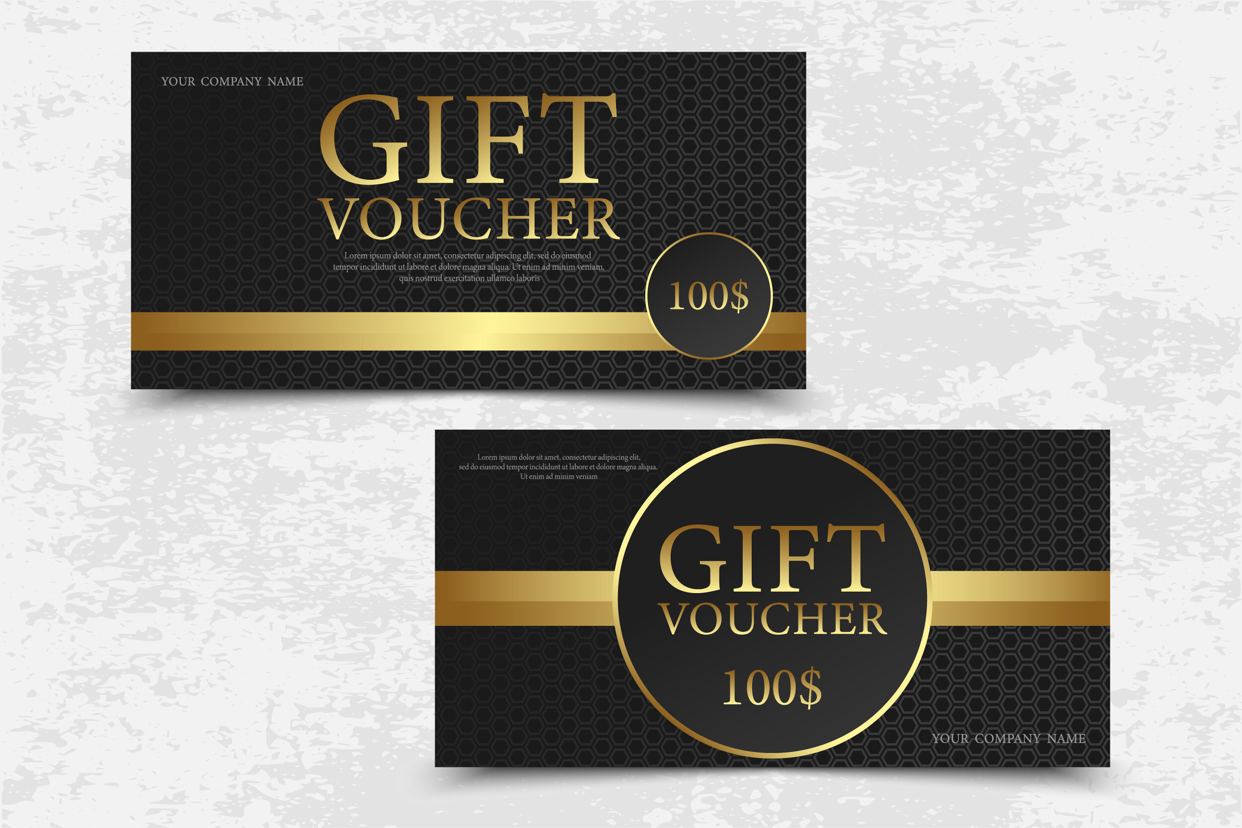 Gift Voucher Design with Golden Ribbon