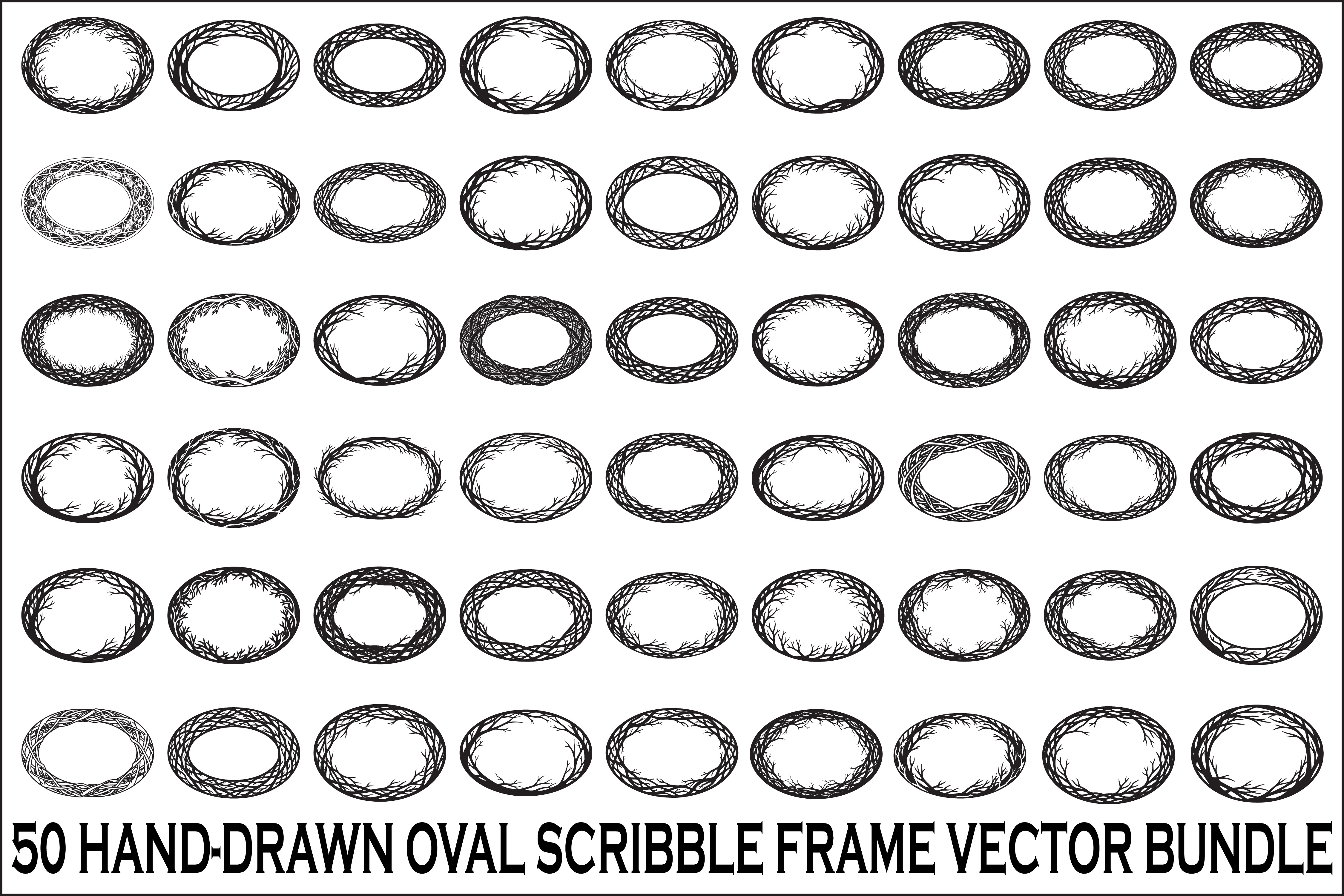 Hand Drawn Oval Scribble Frames