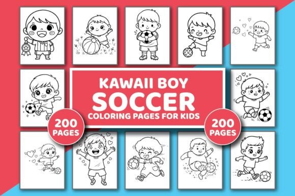 Kawaii Boy Soccer Coloring Pages Bundle