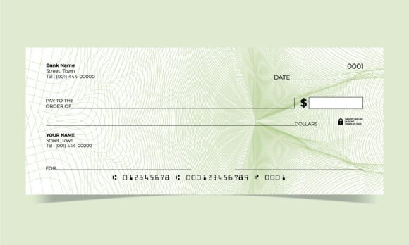 Light Green Bank Check Vector Template