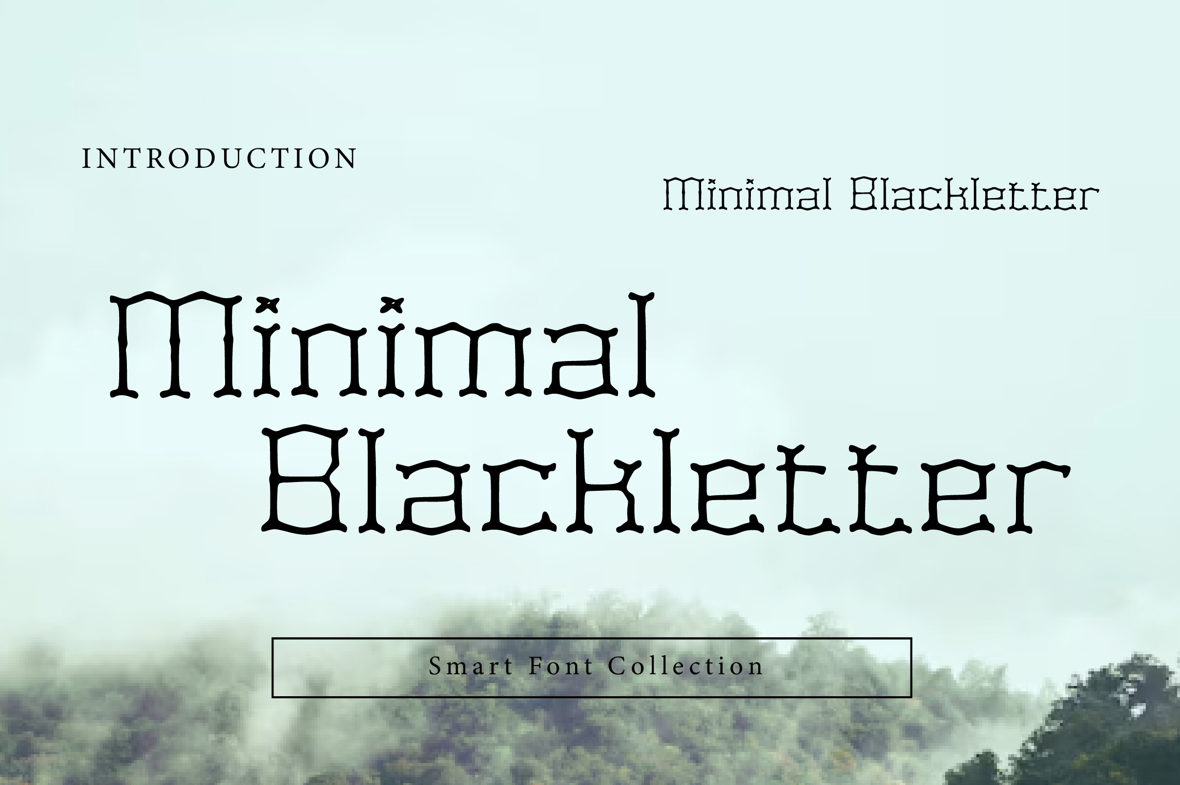 Minimal Blackletter font preview, simplified modern blackletter