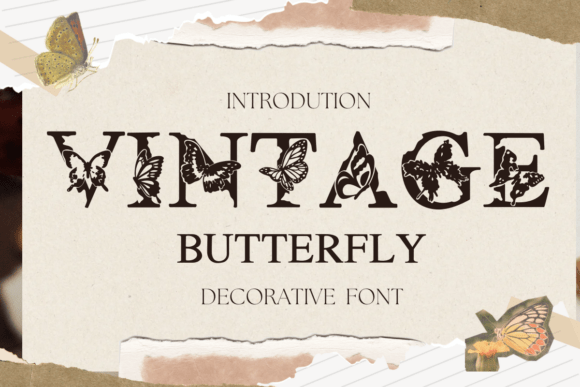 Vintage Butterfly Decorative Font By Nongyao