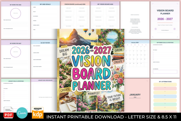 Vision Board Planner 2026–2027 Graphic by KDP Studio · Creative Fabrica