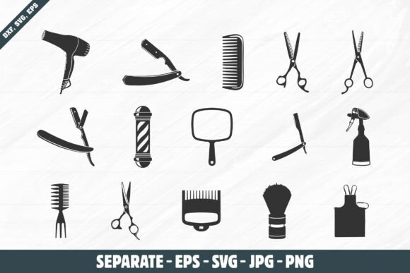 Barber Tools Svg, Barber Tool Silhouette
