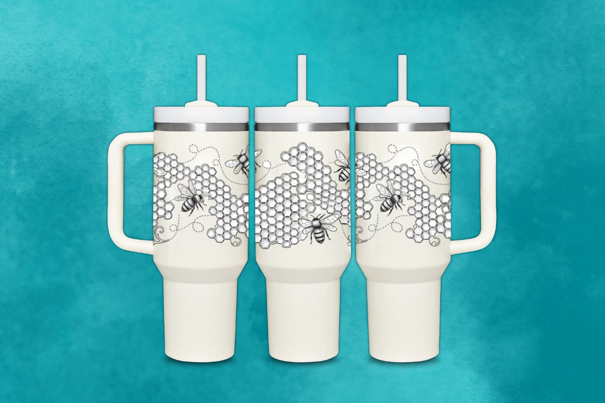 Bee and Honeycomb Tumbler Wrap SVG