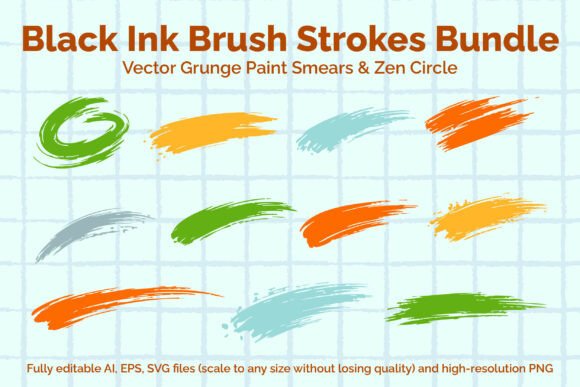 Black Ink Brush Strokes Bundle