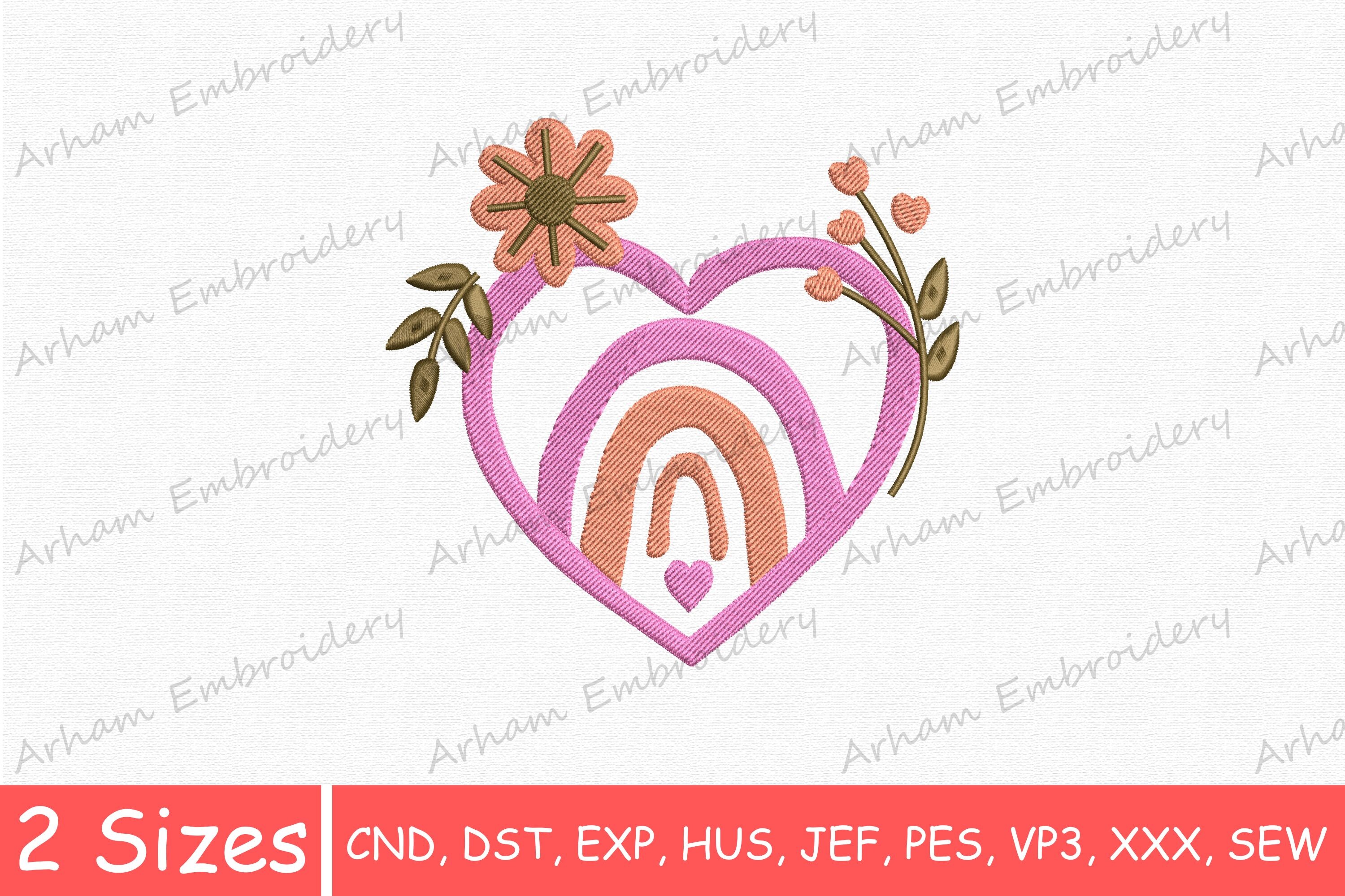 Boho Rainbow Floral Heart